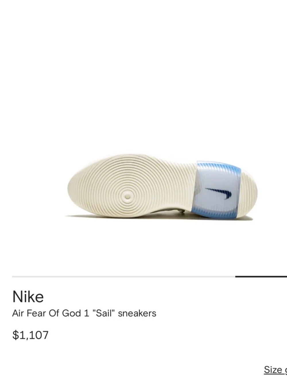 Nike Air Fear Of God 1 High-Top Sneakers in Sail White Sz US 11 - Picture 4 of 12